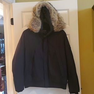 Woolrich Black Puffer Jacket with Fur Hood